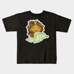 Abyssinian Guinea Pig With Lettuce Kids T-Shirt